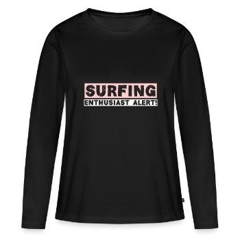 ALERTE PASSIONNÉ DE SURF! - T-shirt manches longues Premium bio Femme - noir - Devant - Julia (174cm)