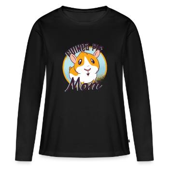 Maman Cochon d'Inde - Cadeau Doux - T-shirt manches longues Premium bio Femme - noir - Devant - Julia (174cm)