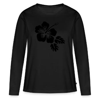 Hibiscus fleur fleur Blossom fleur fleur - T-shirt manches longues Premium bio Femme - noir - Devant - Julia (174cm)