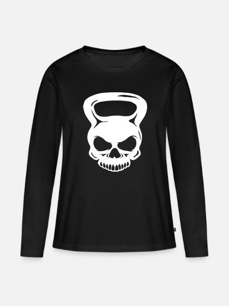 Totenkopf Kettlebell - Frauen Premium Bio Langarmshirt - Schwarz