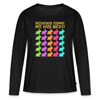 IRGENDWAS STIMMT MIT HASI NICHT lustiges Suchbild - Frauen Premium Bio Langarmshirt - Schwarz - Vorne - Julia (174cm)