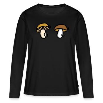 Champignons Champignons Champignons Champignons Champignons Cueillette De Champignons - T-shirt manches longues Premium bio Femme - noir - Devant - Julia (174cm)