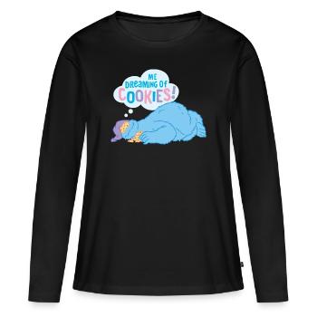 5 Rue Sésame Macaron Grignote Rêve de cookies - T-shirt manches longues Premium bio Femme - noir - Devant - Julia (174cm)