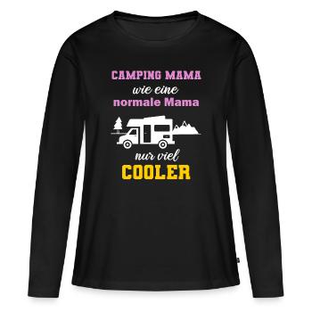 Camping Mama Wohnmobil Camper Campen Geschenk - Frauen Premium Bio Langarmshirt - Schwarz - Vorne - Julia (174cm)