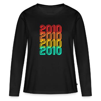 2010 enfants nés rétro 2010 anniversaire cadeau - T-shirt manches longues Premium bio Femme - noir - Devant - Julia (174cm)