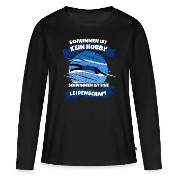 Schwimmerin Schwimmen - Frauen Premium Bio Langarmshirt - Schwarz - Vorne - Julia (174cm)