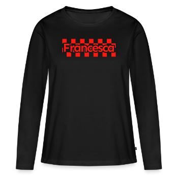 Schachbrett Text Vorname Frau Nachname Francesca - Frauen Premium Bio Langarmshirt - Schwarz - Vorne - Julia (174cm)