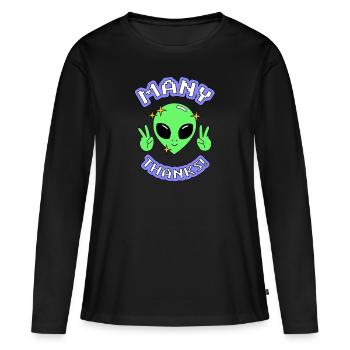 Merci beaucoup - T-shirt manches longues Premium bio Femme - noir - Devant - Julia (174cm)