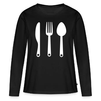 Fork Cutlery - Women's Premium Organic Long Sleeve Shirt - black - Front - Julia (174cm)