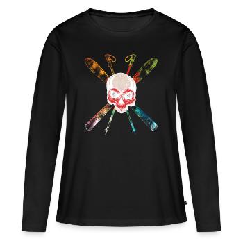 Chemise Skieur Skull Skull Skull - T-shirt manches longues Premium bio Femme - noir - Devant - Julia (174cm)