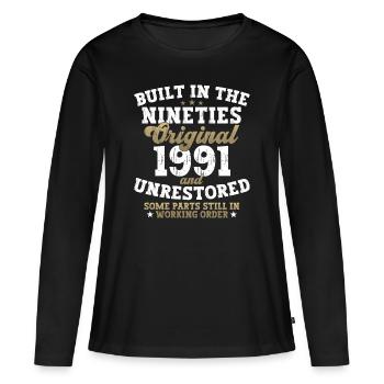 Construit dans les années quatre-vingt-dix 1991 31e anniversaire Hommes - T-shirt manches longues Premium bio Femme - noir - Devant - Julia (174cm)