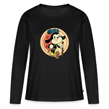 dessin animé vintage backpacker - T-shirt manches longues Premium bio Femme - noir - Devant - Julia (174cm)