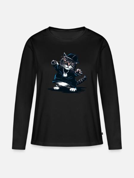 Cat Die Rap-Künstlerin - Frauen Premium Bio Langarmshirt - Schwarz