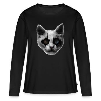 Black Metal Cat - T-shirt manches longues Premium bio Femme - noir - Devant - Julia (174cm)