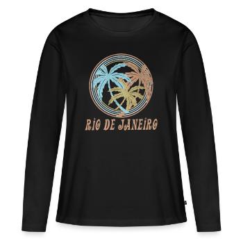 Rio de Janeiro - T-shirt manches longues Premium bio Femme - noir - Devant - Julia (174cm)