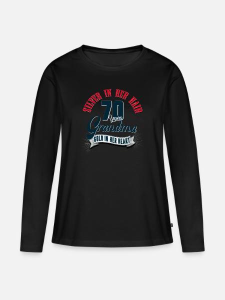 Oma, 70. Geburtstag, 70 Jahre, Geschenk - Frauen Premium Bio Langarmshirt - Schwarz