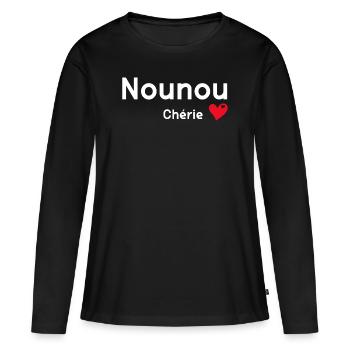 Nounou Cadeau Femme Tatie Bébé - T-shirt manches longues Premium bio Femme - noir - Devant - Julia (174cm)