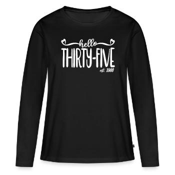 35. Geburtstag Frauen Hallo Fünfunddreißig Est. 1988 - Frauen Premium Bio Langarmshirt - Schwarz - Vorne - Julia (174cm)