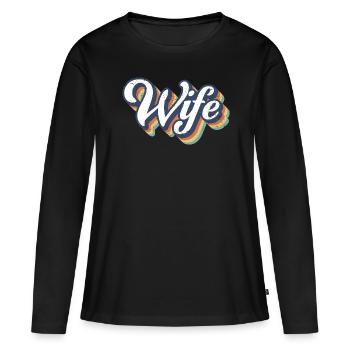 Retro Frau Matching Paar Hochzeitsfeier Hochzeit - Frauen Premium Bio Langarmshirt - Schwarz - Vorne - Julia (174cm)