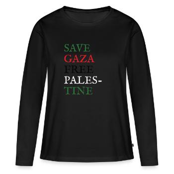 Save Gaza Free Palestine - Frauen Premium Bio Langarmshirt - Schwarz - Vorne - Julia (174cm)