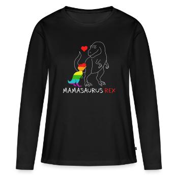 Mamasaurus Rex | Mutter | Neue Mama Regenbogen queer - Frauen Premium Bio Langarmshirt - Schwarz - Vorne - Julia (174cm)