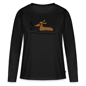 Dachshund as a rebel - Women's Premium Organic Long Sleeve Shirt - black - Front - Julia (174cm)