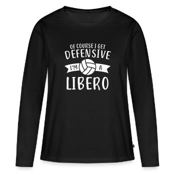 Cadeau de volleyball Libero Volleyball - T-shirt manches longues Premium bio Femme - noir - Devant - Julia (174cm)