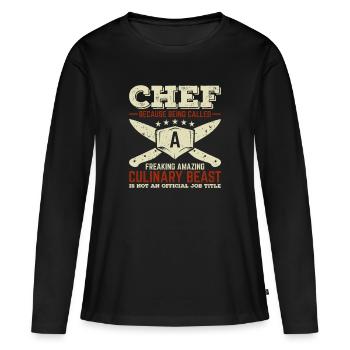 Chef Chef Chef Star Chef - T-shirt manches longues Premium bio Femme - noir - Devant - Julia (174cm)