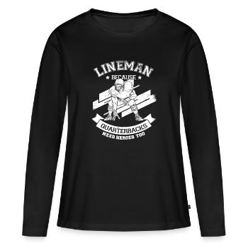 American Football Offensive Lineman Geschenk - Frauen Premium Bio Langarmshirt - Schwarz - Vorne - Julia (174cm)