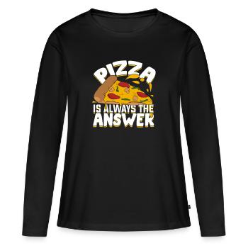 Pizza Pizza Pizza Pizzaiolo cadeau - T-shirt manches longues Premium bio Femme - noir - Devant - Julia (174cm)