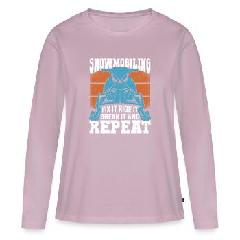 Snowmobil réparation motoneigiste cadeau - T-shirt manches longues Premium bio Femme - rose poudré - Devant - Julia (174cm)