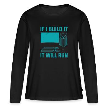 Gamer PC Ordinateur ComputerSpieler Cadeau - T-shirt manches longues Premium bio Femme - noir - Devant - Julia (174cm)