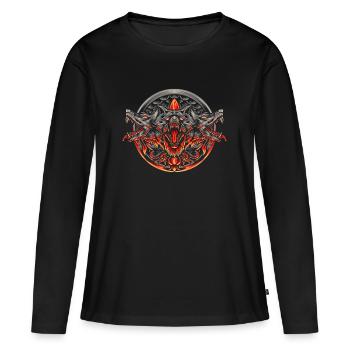 Wolf Head Cerberus Créatures grecques mythiques - T-shirt manches longues Premium bio Femme - noir - Devant - Julia (174cm)