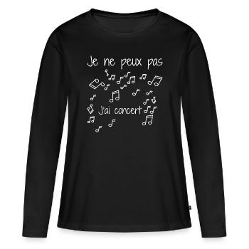Je Ne Peux Pas J'ai Concert - T-shirt manches longues Premium bio Femme - noir - Devant - Julia (174cm)