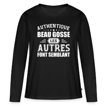 Authentique Beau Gosse - T-shirt manches longues Premium bio Femme - noir - Devant - Julia (174cm)