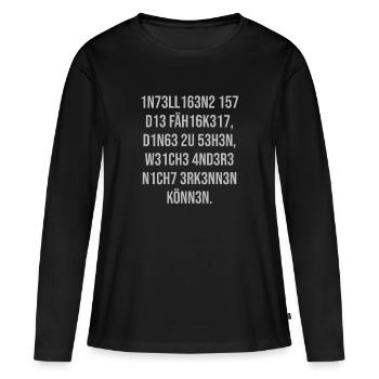 Test de QI * L’intelligence est la capacité - T-shirt manches longues Premium bio Femme - noir - Devant - Julia (174cm)