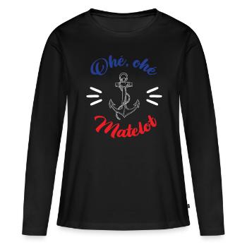 Ohé Ohé Matelot - T-shirt manches longues Premium bio Femme - noir - Devant - Julia (174cm)
