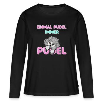 Auf den Pudel gekommen - süßer Silberpudel - Frauen Premium Bio Langarmshirt - Schwarz - Vorne - Julia (174cm)