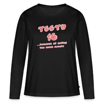 Süßigkeiten Humorvoll Statement Naschkatzen - Frauen Premium Bio Langarmshirt - Schwarz - Vorne - Julia (174cm)