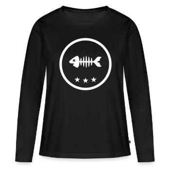Os d’os symbole de poisson - T-shirt manches longues Premium bio Femme - noir - Devant - Julia (174cm)