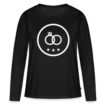 Anneaux de mariage Bague de mariage - T-shirt manches longues Premium bio Femme - noir - Devant - Julia (174cm)