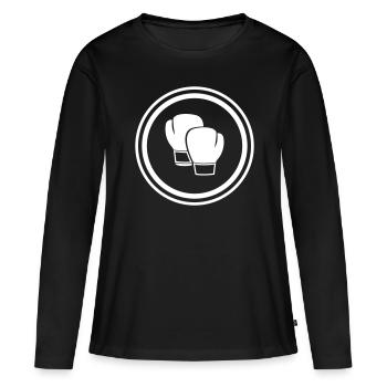Boxhandschuhe - Frauen Premium Bio Langarmshirt - Schwarz - Vorne - Julia (174cm)
