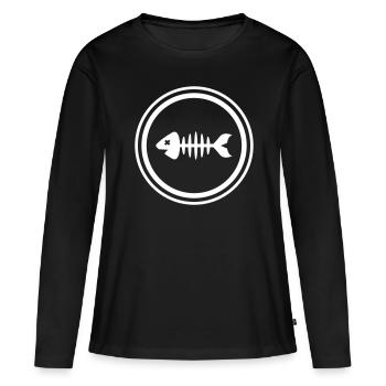 Os d’os symbole de poisson - T-shirt manches longues Premium bio Femme - noir - Devant - Julia (174cm)