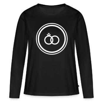 Anneaux de mariage Bague de mariage - T-shirt manches longues Premium bio Femme - noir - Devant - Julia (174cm)
