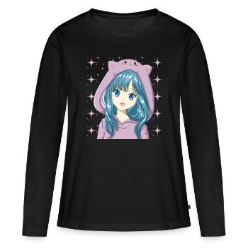 Manga Otaku Anime japonais - T-shirt manches longues Premium bio Femme - noir - Devant - Julia (174cm)