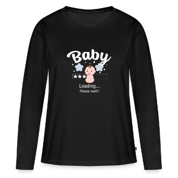 Babyparty Baby Design - Baby loading Geschenk - Frauen Premium Bio Langarmshirt - Schwarz - Vorne - Julia (174cm)