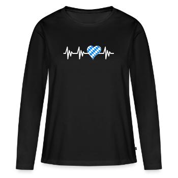 Bavière Heartbeat - T-shirt manches longues Premium bio Femme - noir - Devant - Julia (174cm)