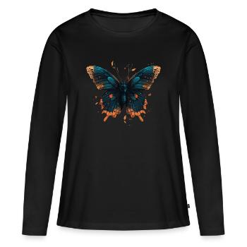 Image de papillon - T-shirt manches longues Premium bio Femme - noir - Devant - Julia (174cm)