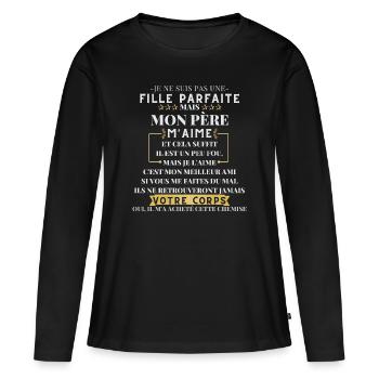 T-shirt de la fête des pères - Fille à Papa - T-shirt manches longues Premium bio Femme - noir - Devant - Julia (174cm)