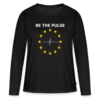 BE THE PULSE Europe Chemise / Tee EU - T-shirt manches longues Premium bio Femme - noir - Devant - Julia (174cm)